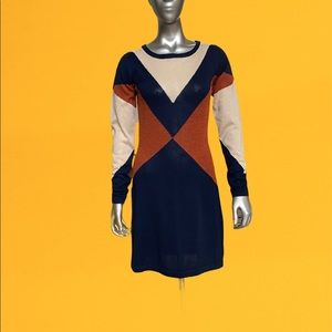 Love Stitch Color Block Diamond Print Dress NEW